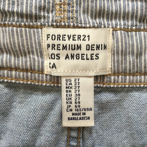 Forever21 Blue Denim Jean Distressed Short Overalls EUC - Picture 4 of 11